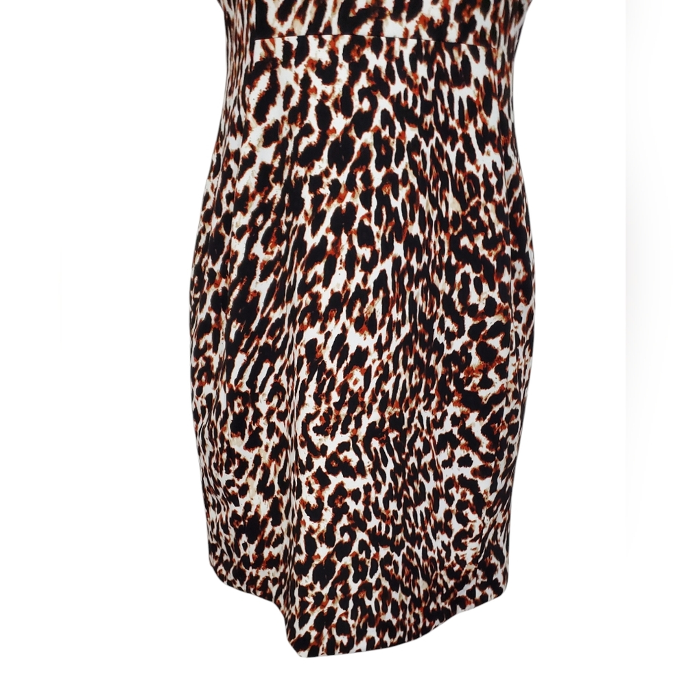Calvin Klein Size 14 Elegant Sleeveless Scuba Animal Print Leopard Sheath Dress - Picture 5 of 15